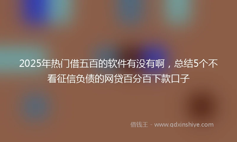 2025年热门借五百的软件有没有啊，总结5个不看征信负债的网贷百分百下款口子