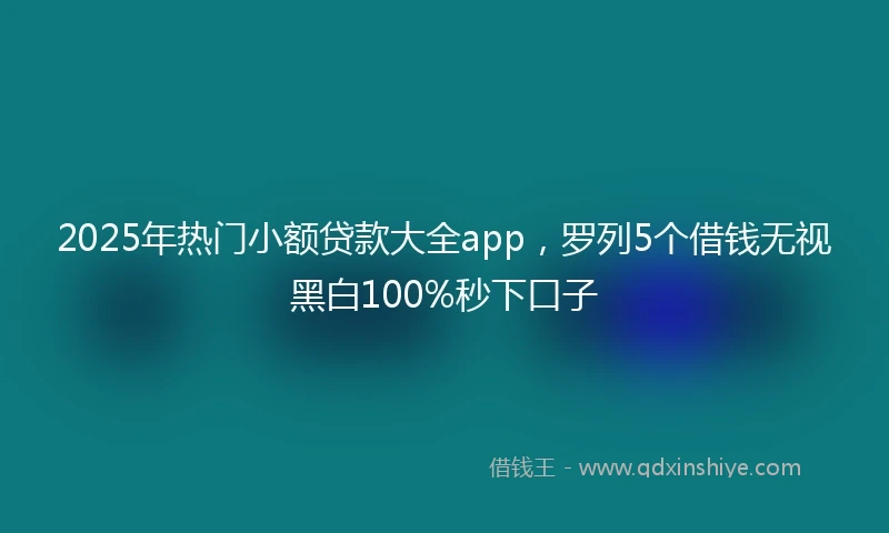 2025年热门小额贷款大全app，罗列5个借钱无视黑白100%秒下口子