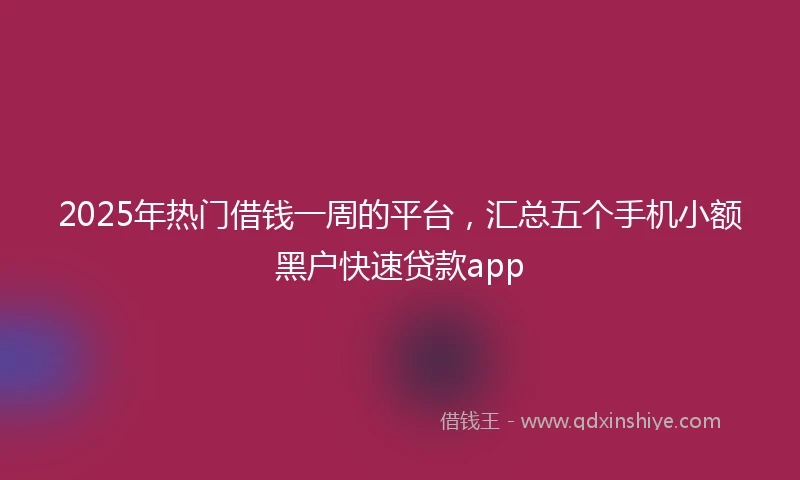 2025年热门借钱一周的平台，汇总五个手机小额黑户快速贷款app