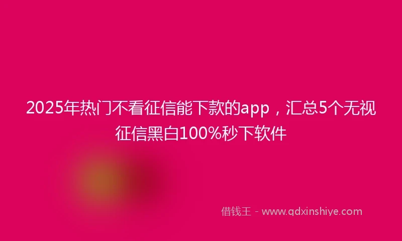 2025年热门不看征信能下款的app，汇总5个无视征信黑白100%秒下软件