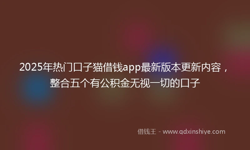 2025年热门口子猫借钱app最新版本更新内容，整合五个有公积金无视一切的口子