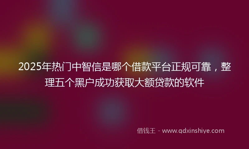 2025年热门中智信是哪个借款平台正规可靠，整理五个黑户成功获取大额贷款的软件