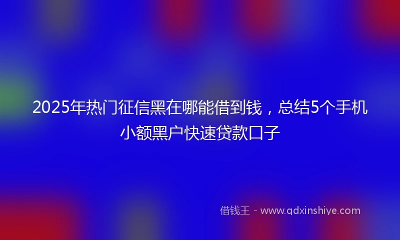 2025年热门征信黑在哪能借到钱，总结5个手机小额黑户快速贷款口子