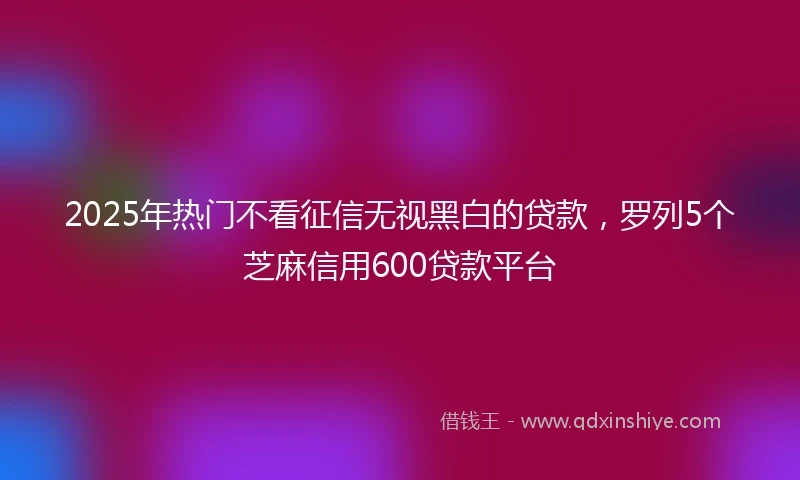 2025年热门不看征信无视黑白的贷款，罗列5个芝麻信用600贷款平台