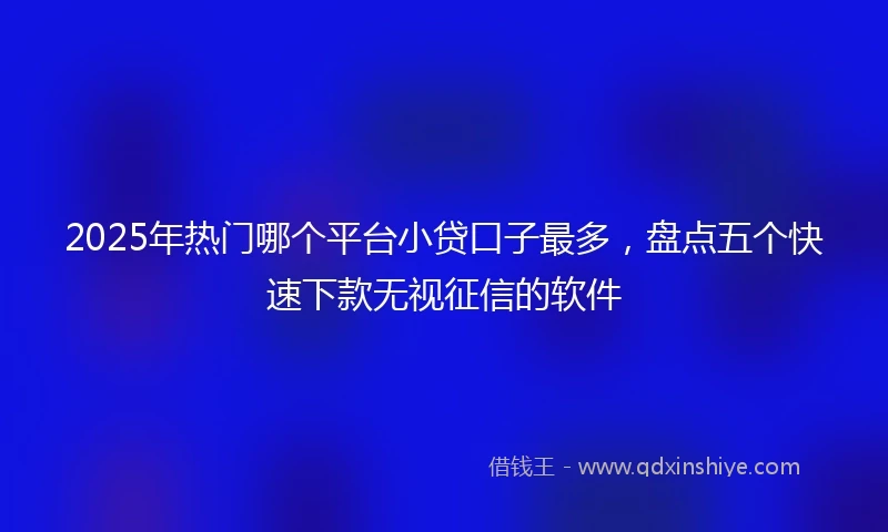 2025年热门哪个平台小贷口子最多，盘点五个快速下款无视征信的软件