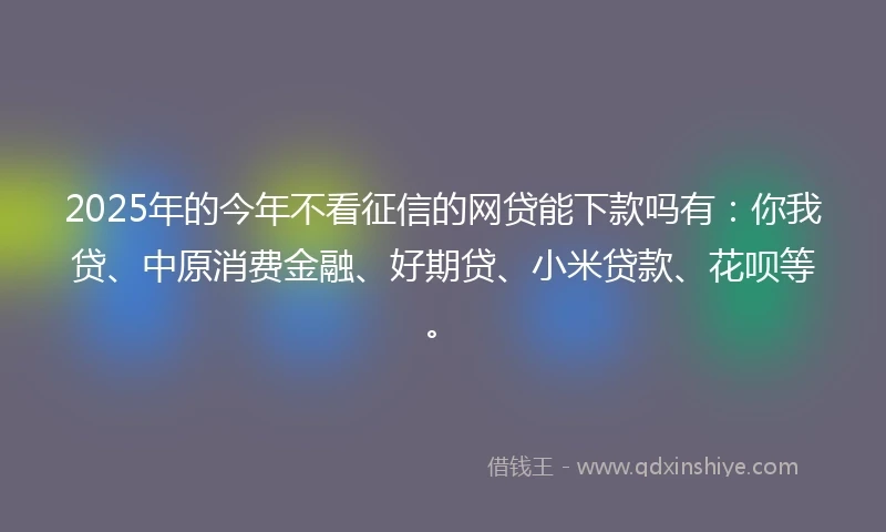 2025年的今年不看征信的网贷能下款吗有：你我贷、中原消费金融、好期贷、小米贷款、花呗等。
