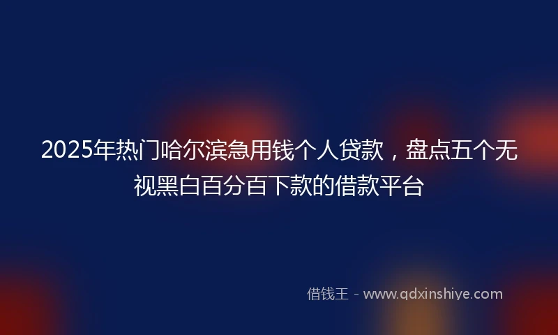 2025年热门哈尔滨急用钱个人贷款，盘点五个无视黑白百分百下款的借款平台