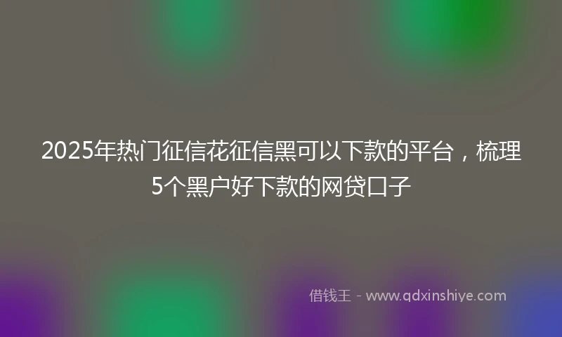 2025年热门征信花征信黑可以下款的平台，梳理5个黑户好下款的网贷口子