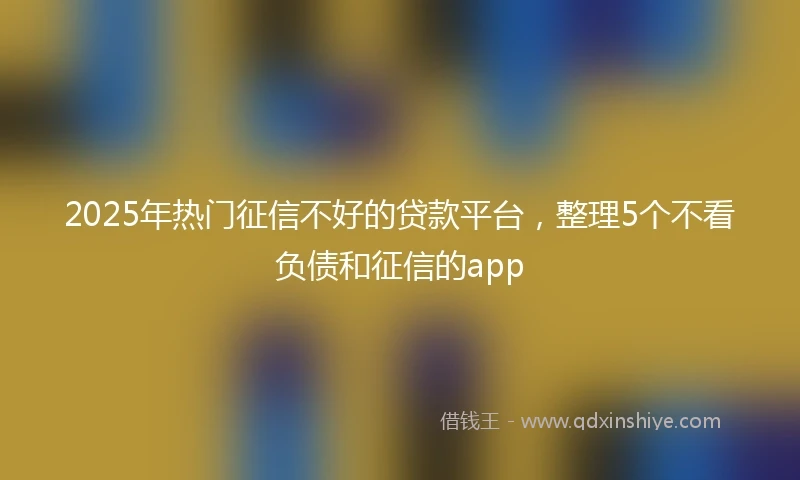 2025年热门征信不好的贷款平台，整理5个不看负债和征信的app