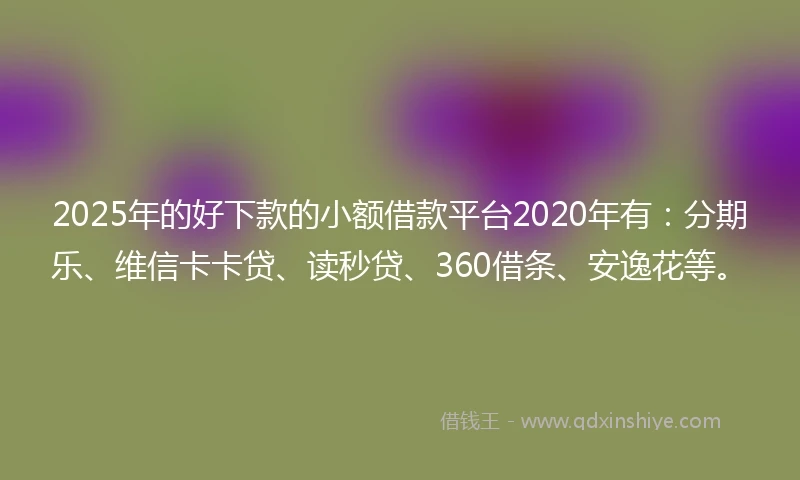 2025年的好下款的小额借款平台2020年有：分期乐、维信卡卡贷、读秒贷、360借条、安逸花等。