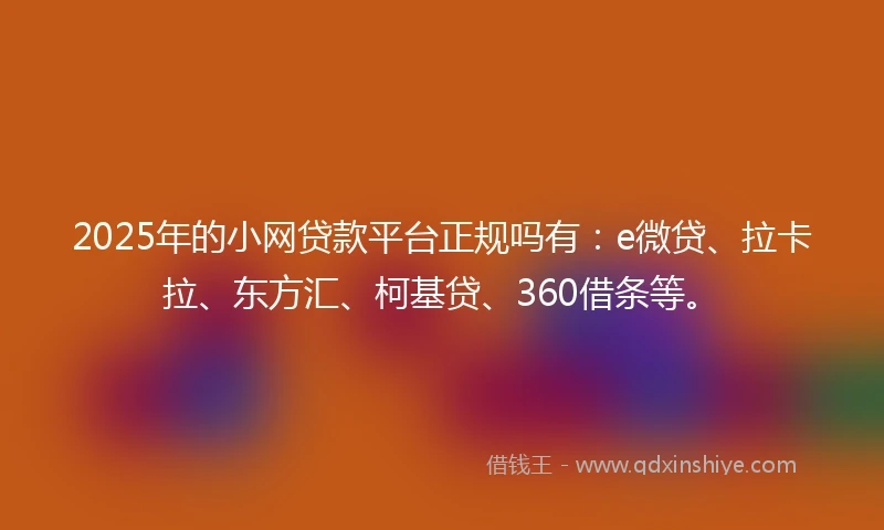 2025年的小网贷款平台正规吗有：e微贷、拉卡拉、东方汇、柯基贷、360借条等。