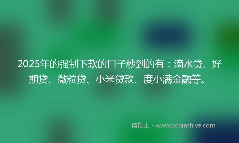 2025年的强制下款的口子秒到的有：滴水贷、好期贷、微粒贷、小米贷款、度小满金融等。
