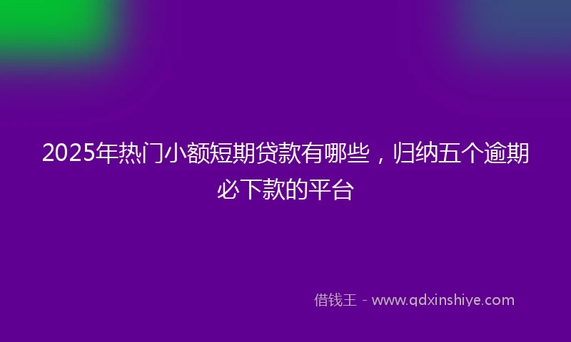 2025年热门小额短期贷款有哪些，归纳五个逾期必下款的平台