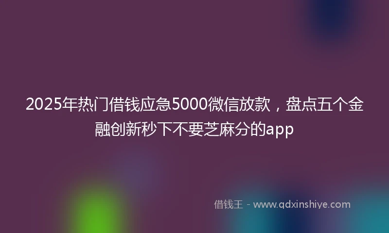 2025年热门借钱应急5000微信放款，盘点五个金融创新秒下不要芝麻分的app