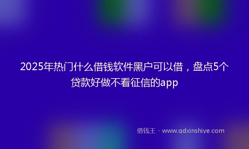 2025年热门什么借钱软件黑户可以借，盘点5个贷款好做不看征信的app