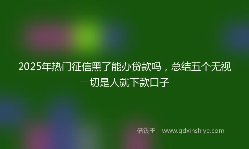 2025年热门征信黑了能办贷款吗，总结五个无视一切是人就下款口子