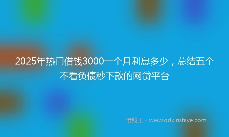 2025年热门借钱3000一个月利息多少，总结五个不看负债秒下款的网贷平台