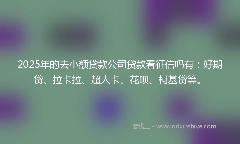 2025年的去小额贷款公司贷款看征信吗有：好期贷、拉卡拉、超人卡、花呗、柯基贷等。