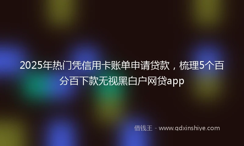 2025年热门凭信用卡账单申请贷款，梳理5个百分百下款无视黑白户网贷app