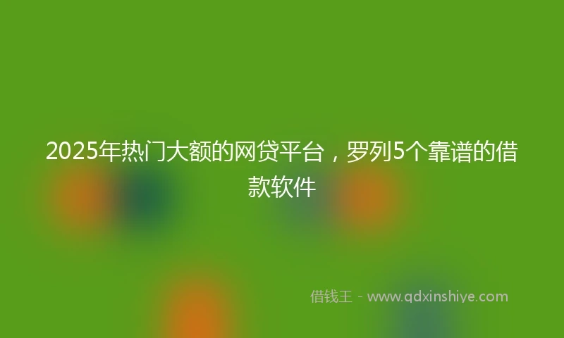 2025年热门大额的网贷平台，罗列5个靠谱的借款软件