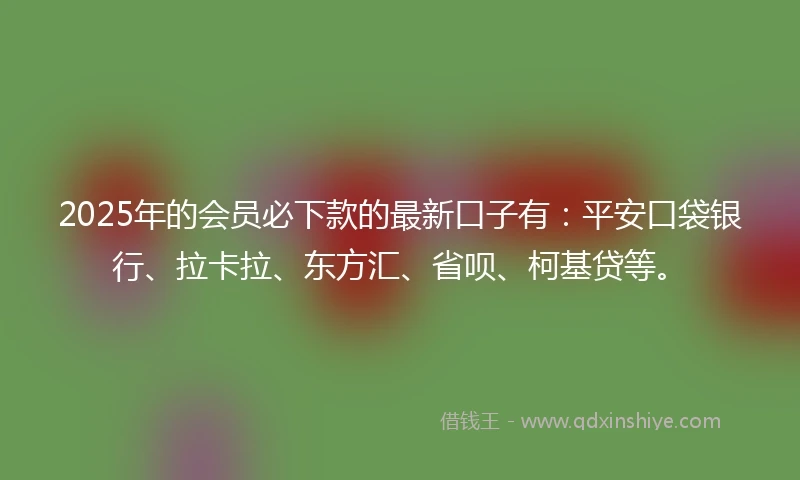 2025年的会员必下款的最新口子有：平安口袋银行、拉卡拉、东方汇、省呗、柯基贷等。