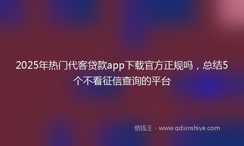 2025年热门代客贷款app下载官方正规吗，总结5个不看征信查询的平台