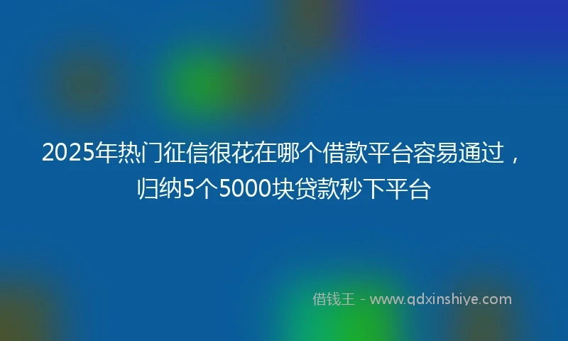 2025年热门征信很花在哪个借款平台容易通过，归纳5个5000块贷款秒下平台