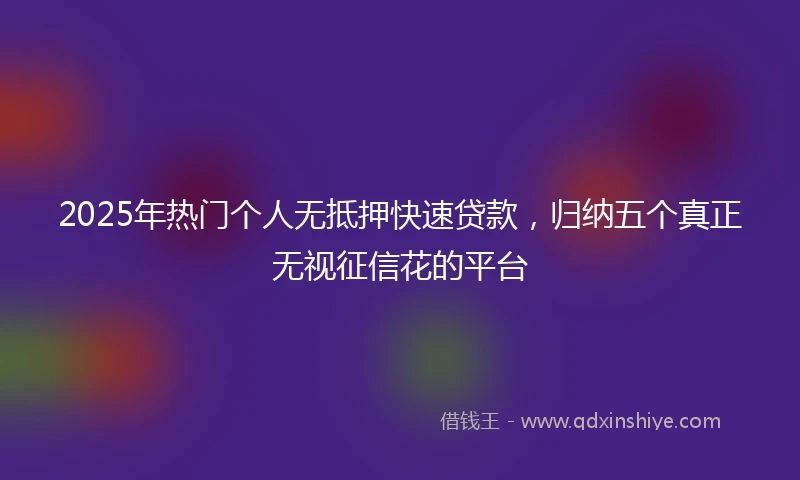 2025年热门个人无抵押快速贷款，归纳五个真正无视征信花的平台