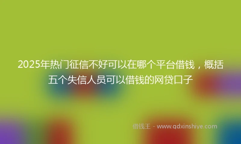 2025年热门征信不好可以在哪个平台借钱，概括五个失信人员可以借钱的网贷口子