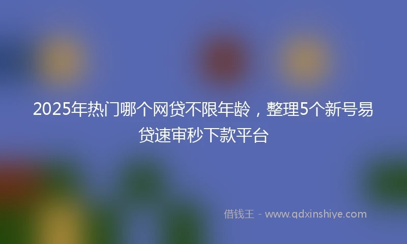 2025年热门哪个网贷不限年龄,整理5个新号易贷速审秒下款平台