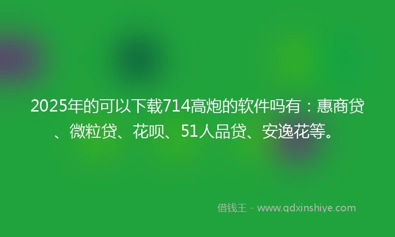 2025年的可以下载714高炮的软件吗有：惠商贷、微粒贷、花呗、51人品贷、安逸花等。