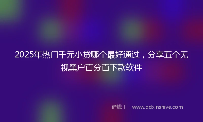 2025年热门千元小贷哪个最好通过，分享五个无视黑户百分百下款软件