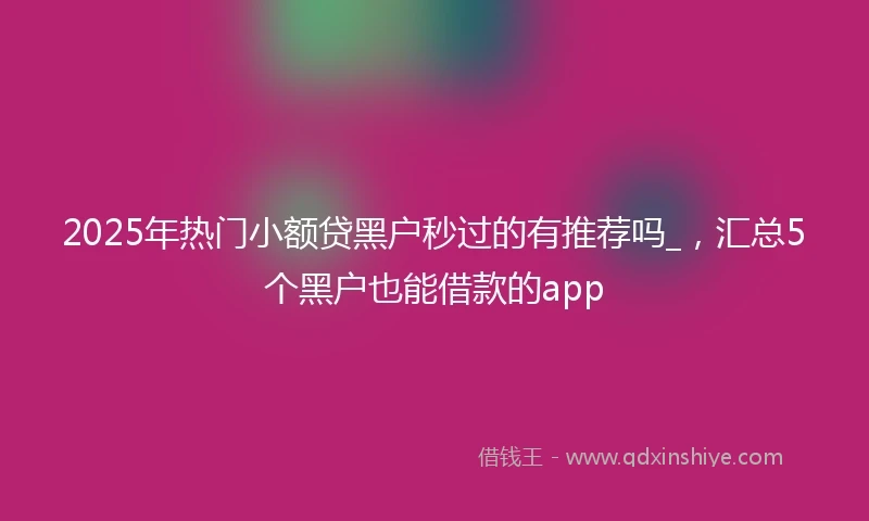 2025年热门小额贷黑户秒过的有推荐吗_，汇总5个黑户也能借款的app