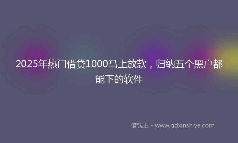 2025年热门借贷1000马上放款，归纳五个黑户都能下的软件