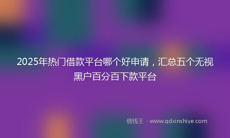 2025年热门借款平台哪个好申请，汇总五个无视黑户百分百下款平台