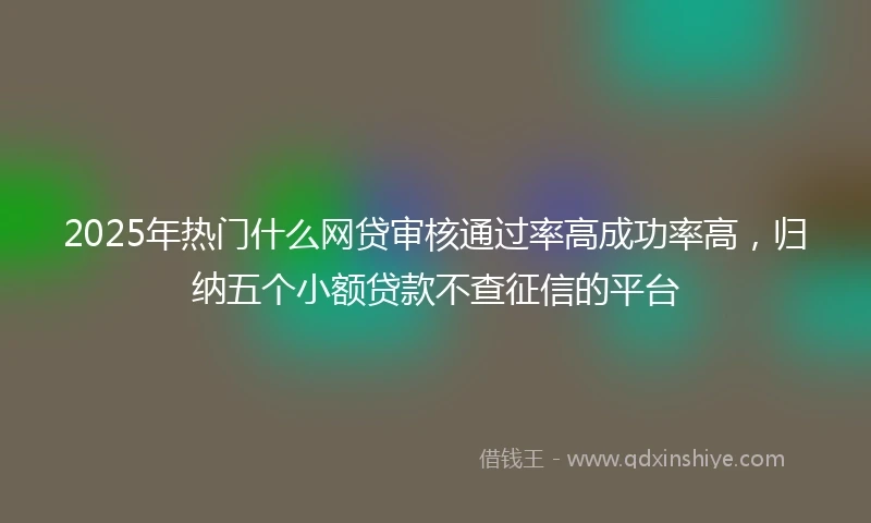 2025年热门什么网贷审核通过率高成功率高，归纳五个小额贷款不查征信的平台