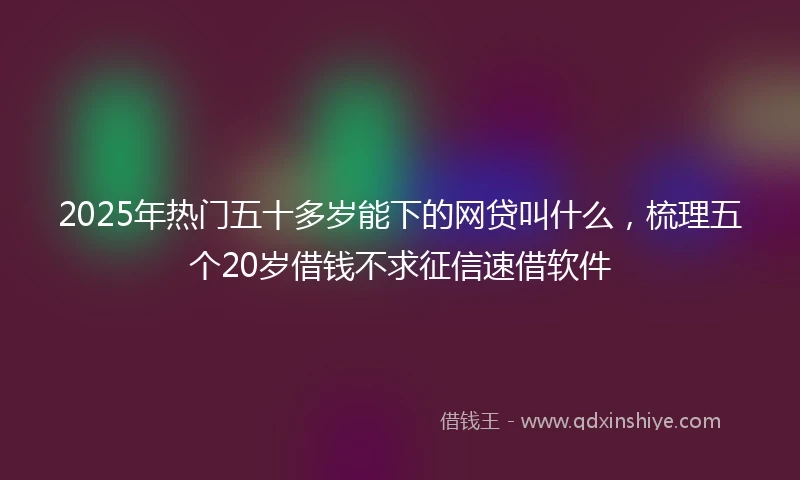 2025年热门五十多岁能下的网贷叫什么，梳理五个20岁借钱不求征信速借软件