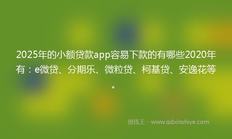 2025年的小额贷款app容易下款的有哪些2020年有：e微贷、分期乐、微粒贷、柯基贷、安逸花等。