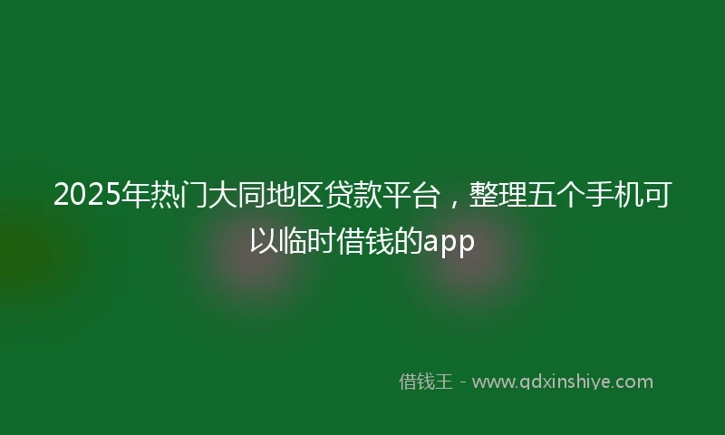 2025年热门大同地区贷款平台，整理五个手机可以临时借钱的app