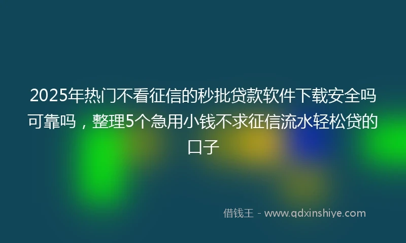 2025年热门不看征信的秒批贷款软件下载安全吗可靠吗，整理5个急用小钱不求征信流水轻松贷的口子
