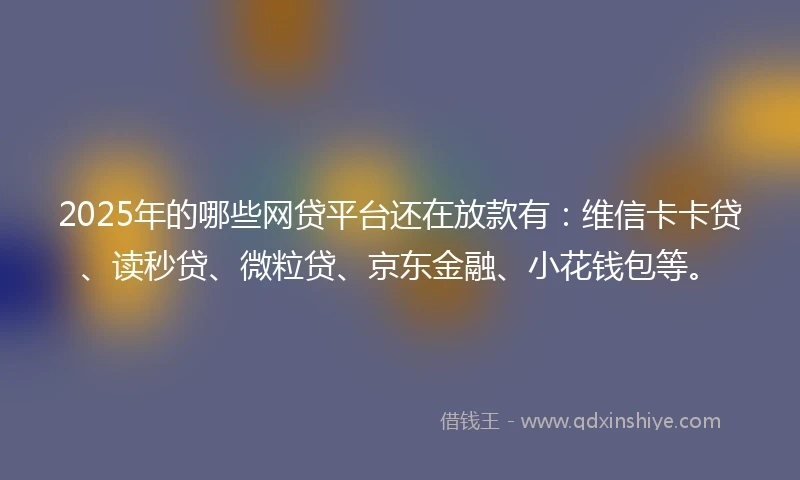 2025年的哪些网贷平台还在放款有：维信卡卡贷、读秒贷、微粒贷、京东金融、小花钱包等。