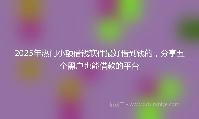 2025年热门小额借钱软件最好借到钱的，分享五个黑户也能借款的平台