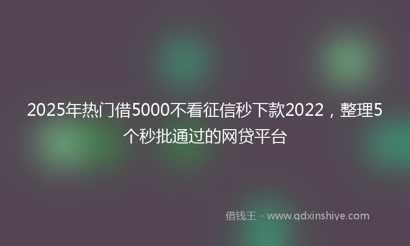 2025年热门借5000不看征信秒下款2022，整理5个秒批通过的网贷平台