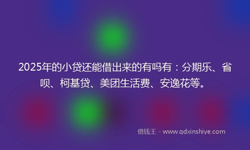 2025年的小贷还能借出来的有吗有：分期乐、省呗、柯基贷、美团生活费、安逸花等。