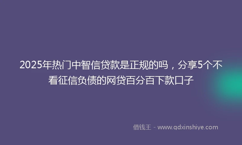 2025年热门中智信贷款是正规的吗，分享5个不看征信负债的网贷百分百下款口子