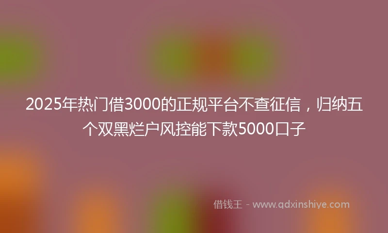 2025年热门借3000的正规平台不查征信，归纳五个双黑烂户风控能下款5000口子
