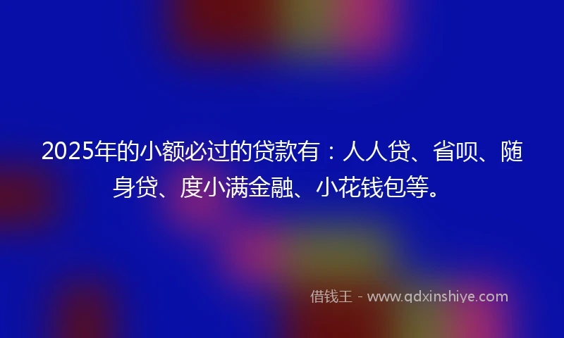 2025年的小额必过的贷款有：人人贷、省呗、随身贷、度小满金融、小花钱包等。