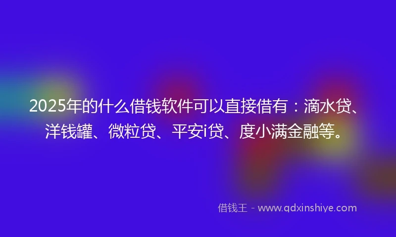 2025年的什么借钱软件可以直接借有：滴水贷、洋钱罐、微粒贷、平安i贷、度小满金融等。