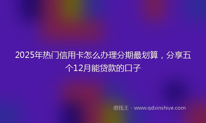 2025年热门信用卡怎么办理分期最划算，分享五个12月能贷款的口子