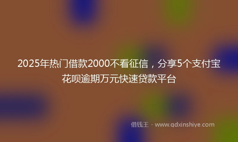 2025年热门借款2000不看征信，分享5个支付宝花呗逾期万元快速贷款平台